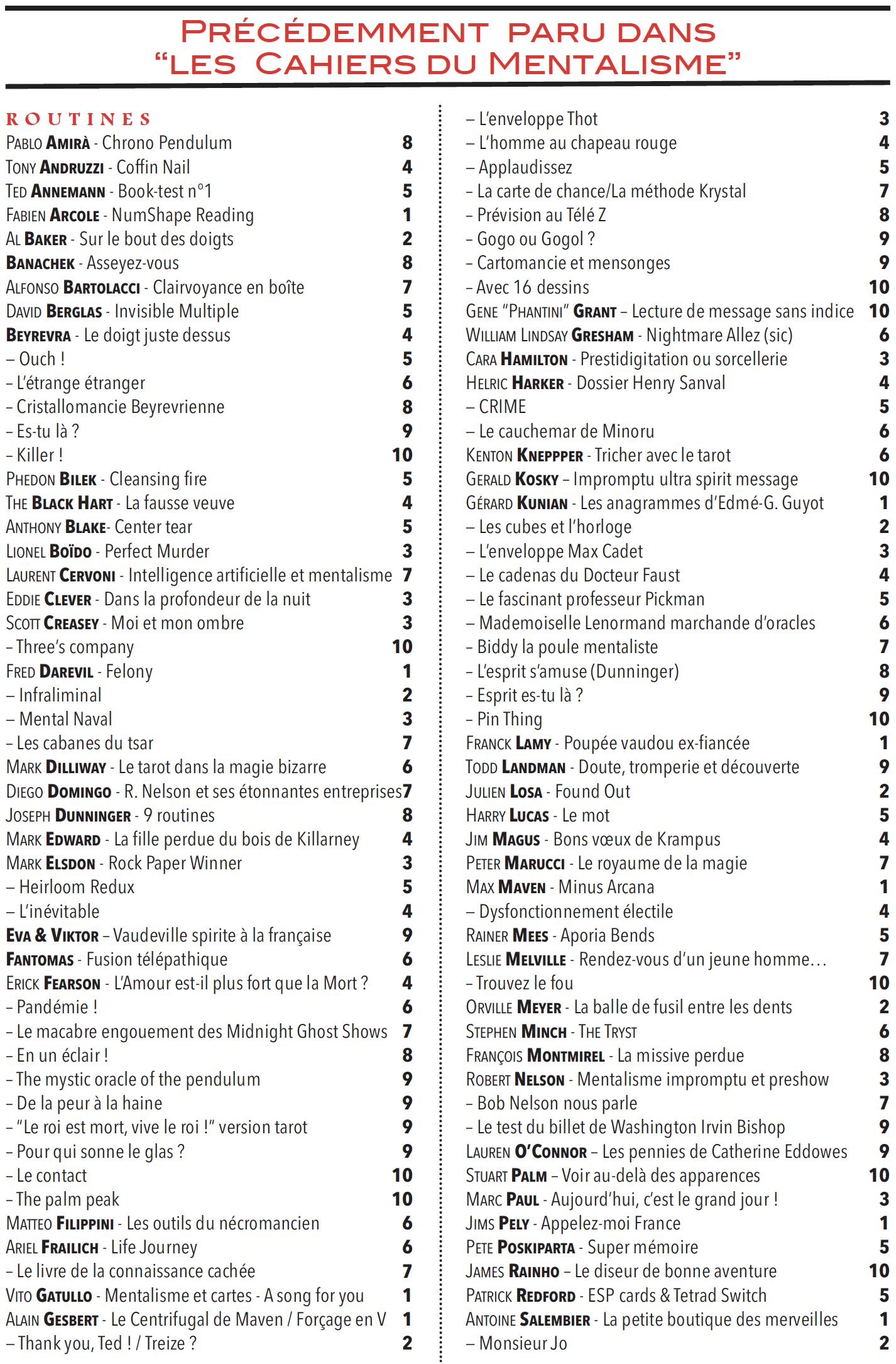 cahiers du mentalisme
