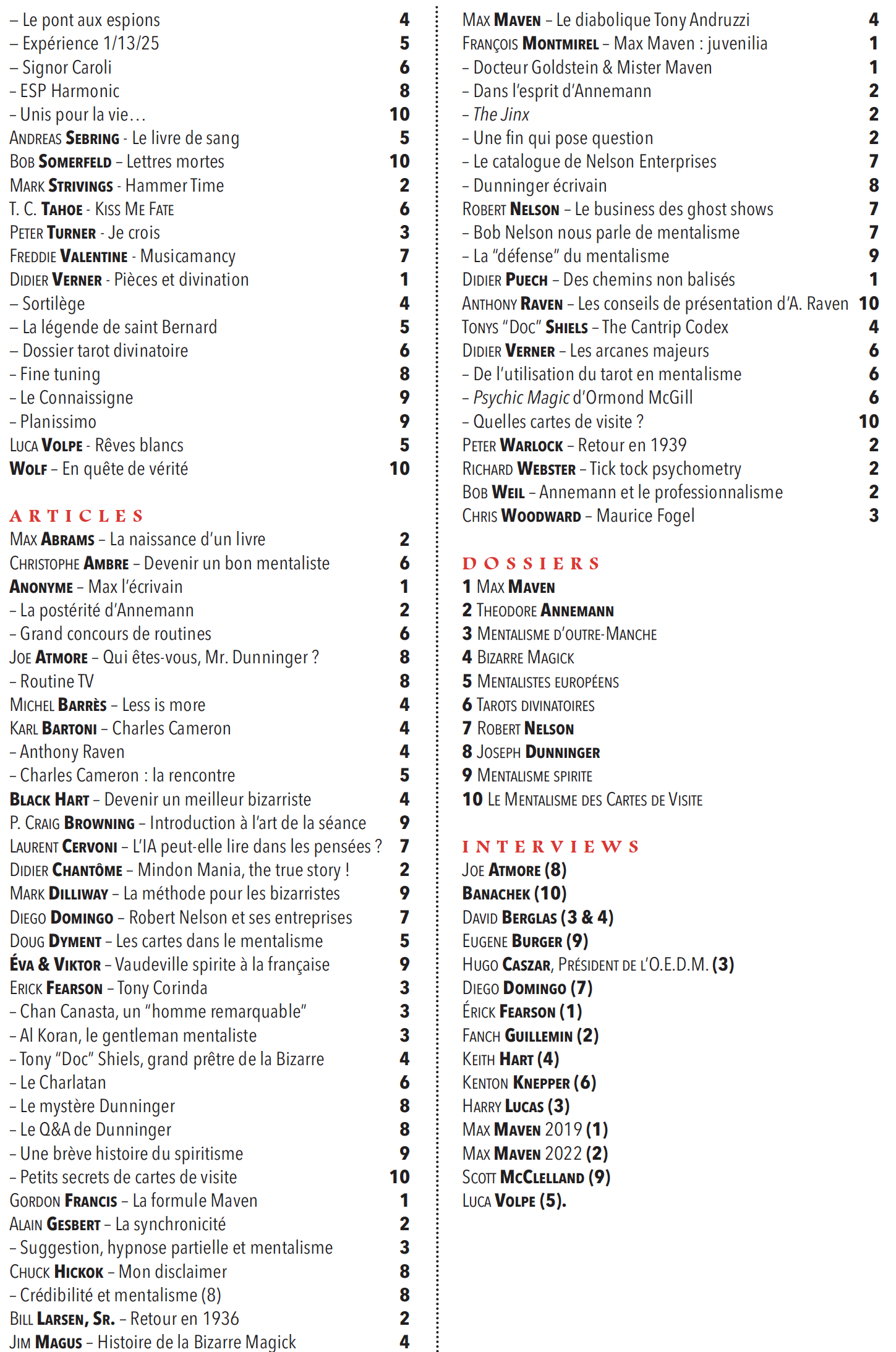 cahiers du mentalisme
