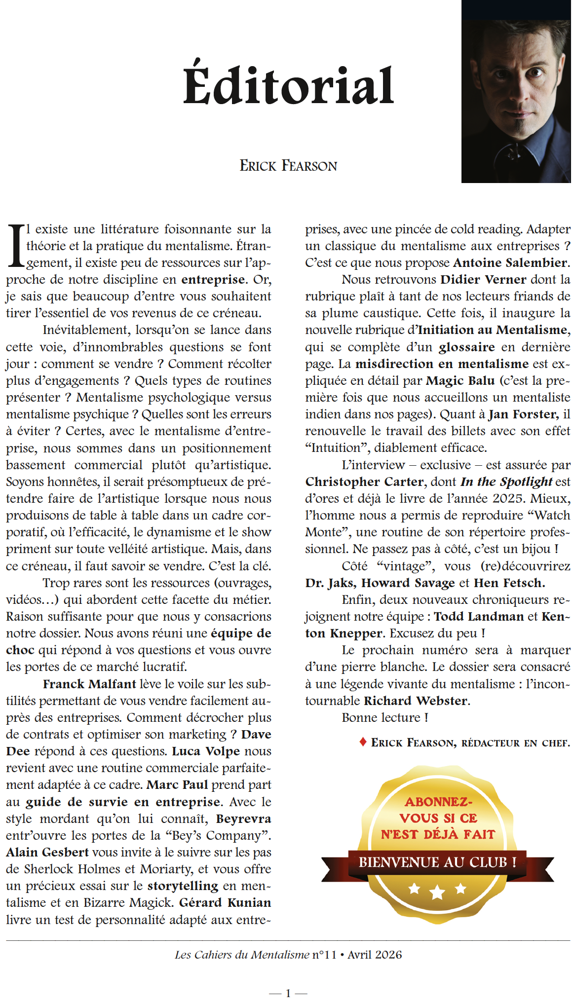 cahiers du mentalisme