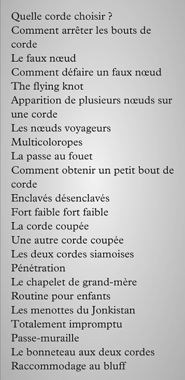 magie des cordes merlin - sommaire